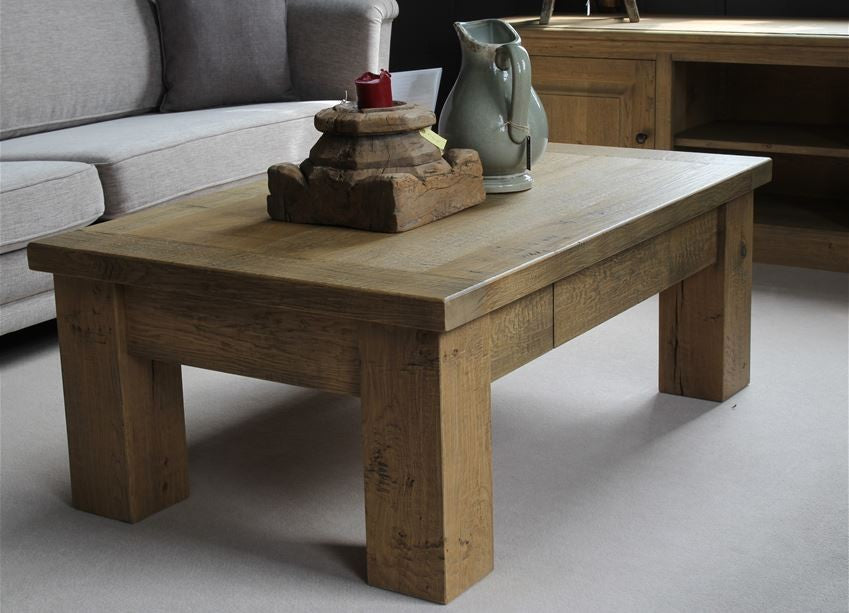 Salontafel eiken rechthoek met lade