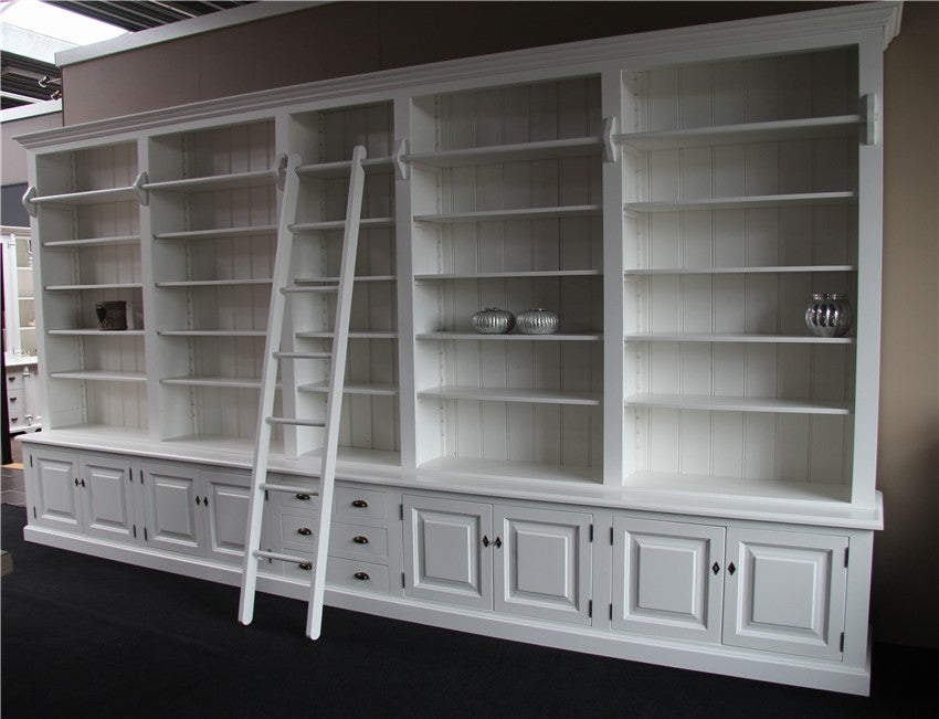 Bibliotheekkast met ladder wit maat